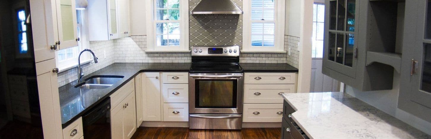 oven in middle kitchen