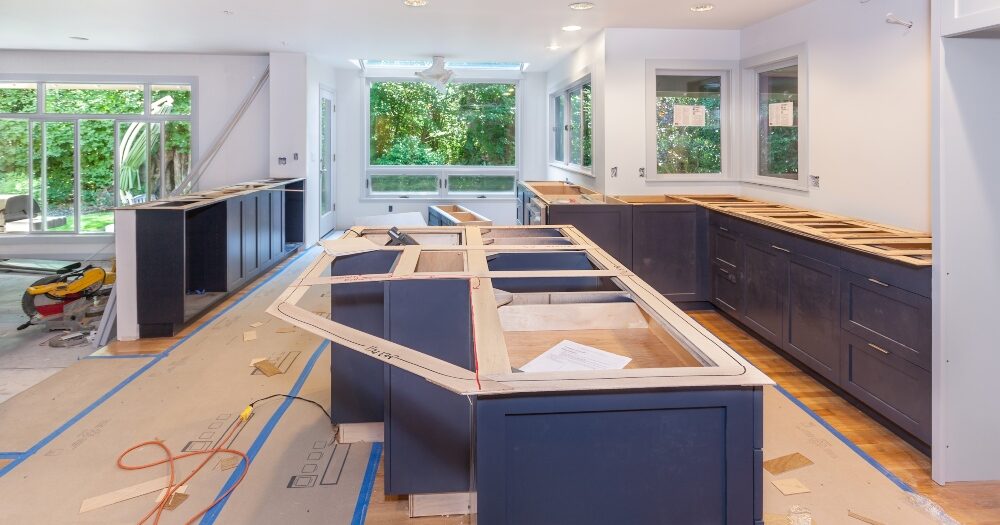 A kitchen remodel in process