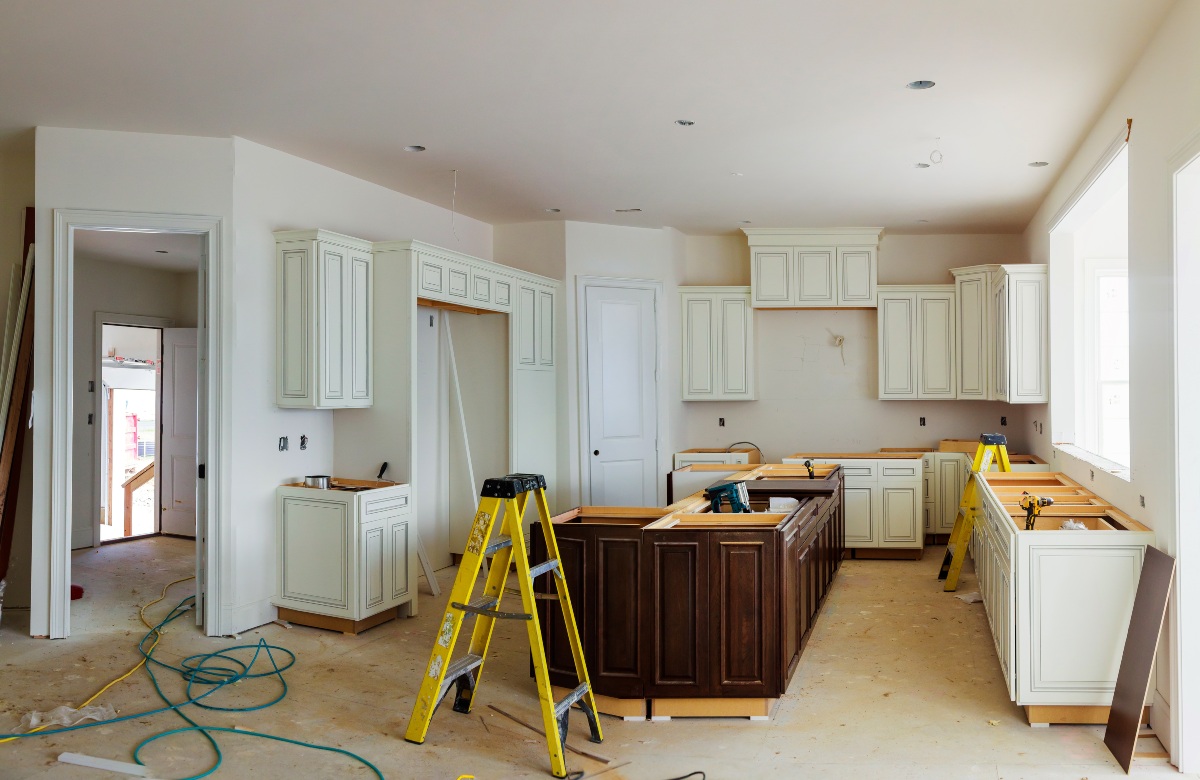 A kitchen remodel underway