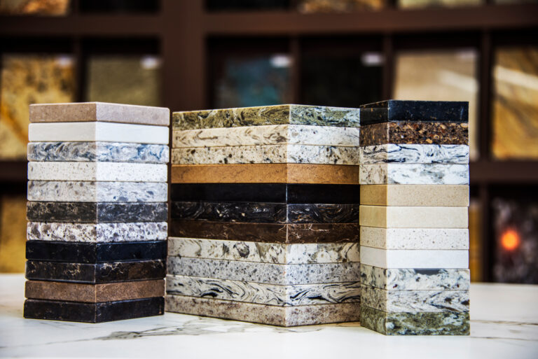 Diff types of stone Countertops: quartz, granite