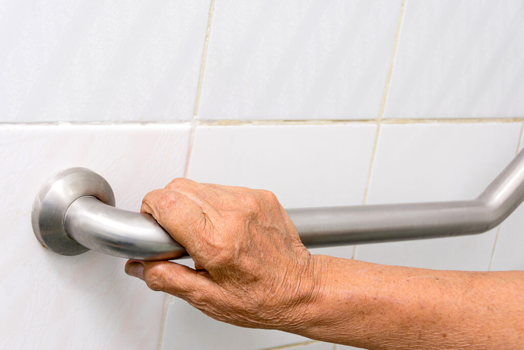 Grab bars in a bathroom for seniors in Springfield MO