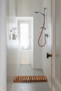 Shower renovation featuring a sleek bathroom