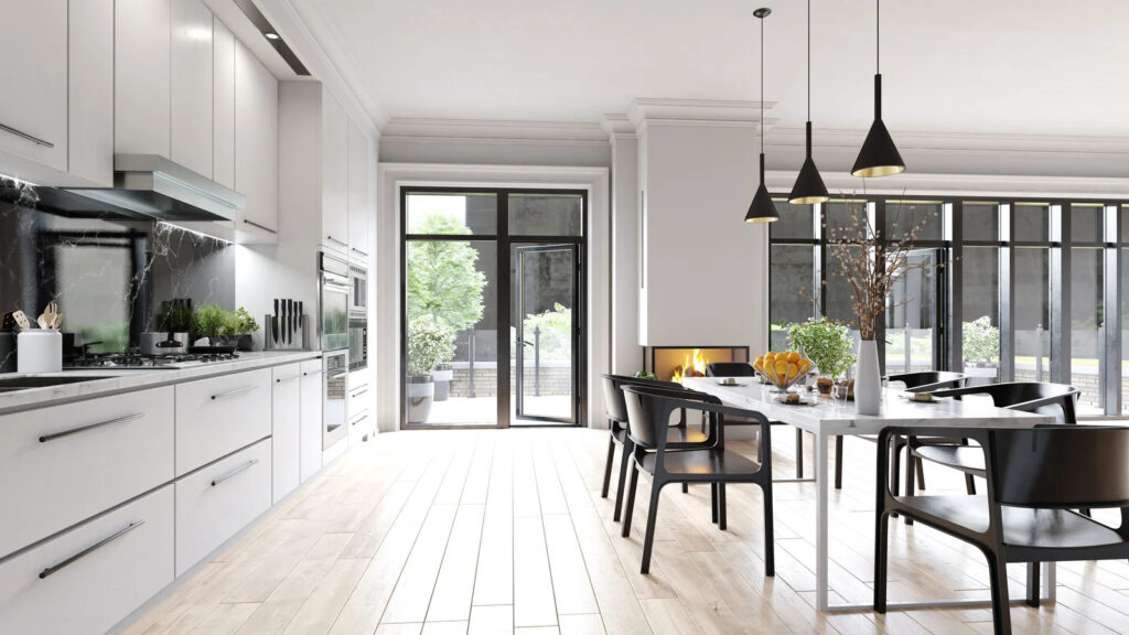 New tan laminate kitchen flooring