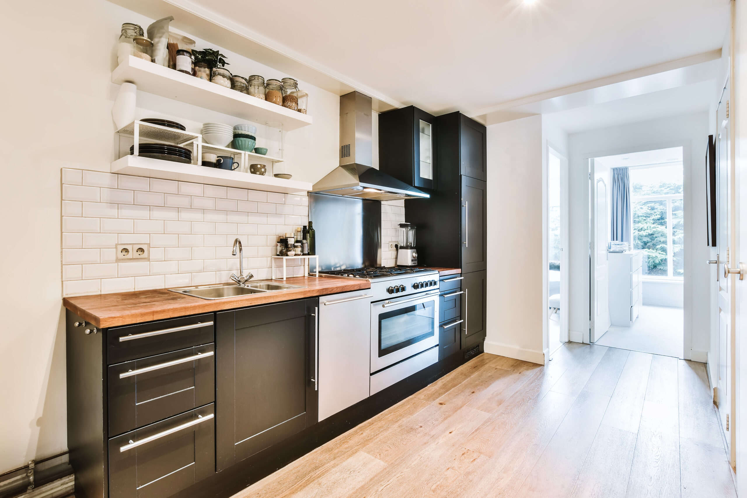 Interior of a beautiful kitchen of an elite house