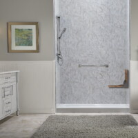 Shower with seat and bar